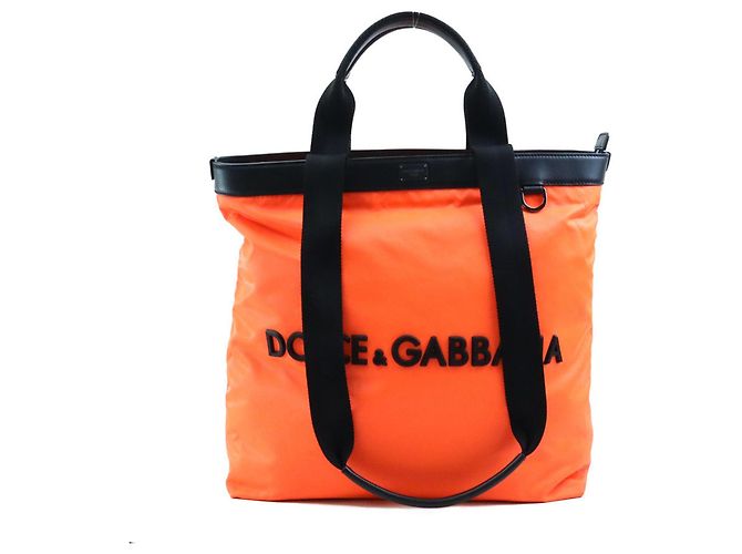 Bolsa tote preta e laranja neon Dolce & Gabbana Preto
