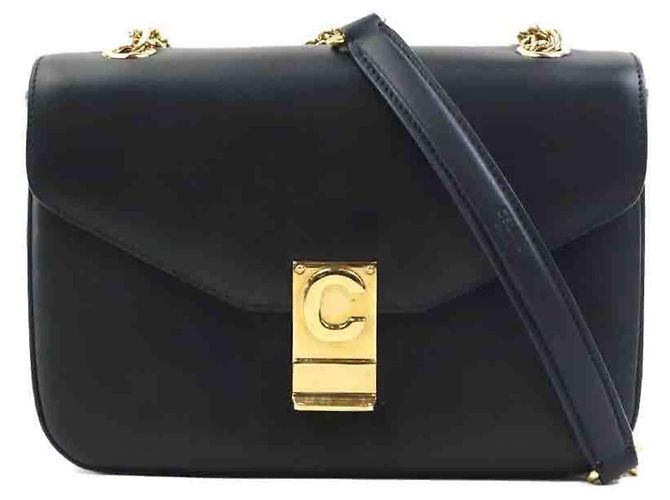 Céline Borsa a spalla Celine Small C in pelle nera Nero