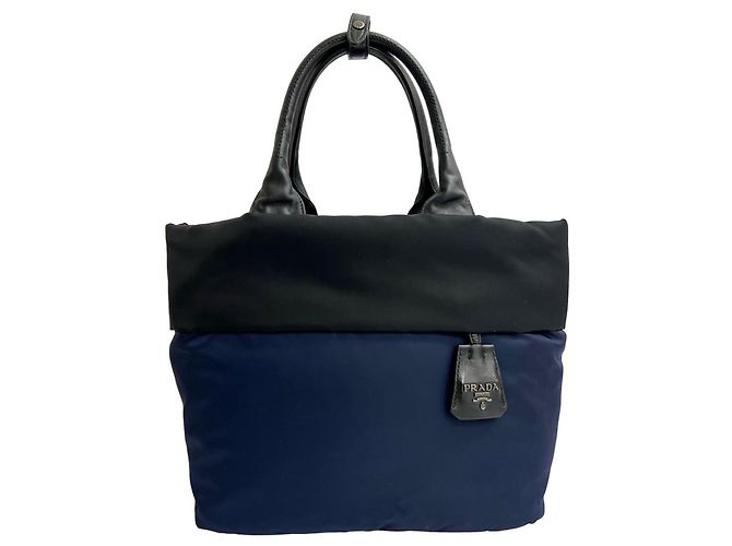 Tote Prada Triangle Logo Hardware 2-Way Shoulder Bag Black Navy blue