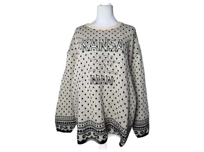 Autre Marque Pull ras du cou à pois vintage Kansai Yamamoto M/L Gris