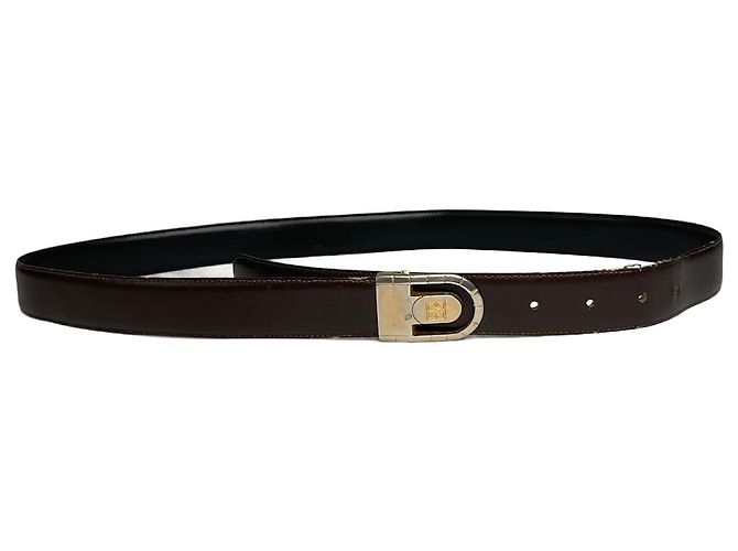 Vintage Givenchy Reversible Leather Belt Black Brown