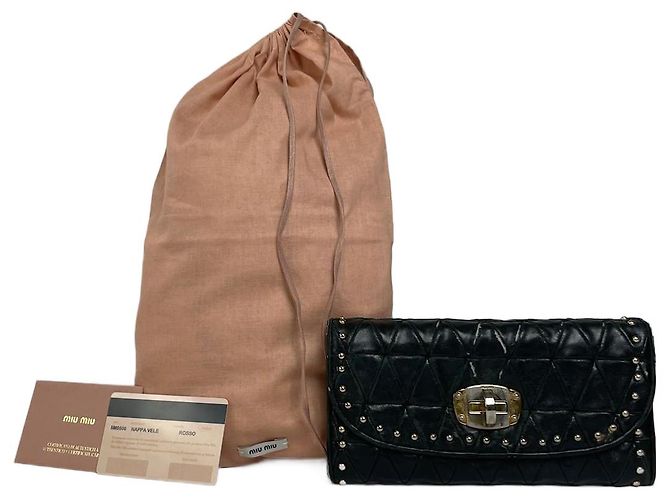Vintage Studded Miu Miu Leather Wallet Black