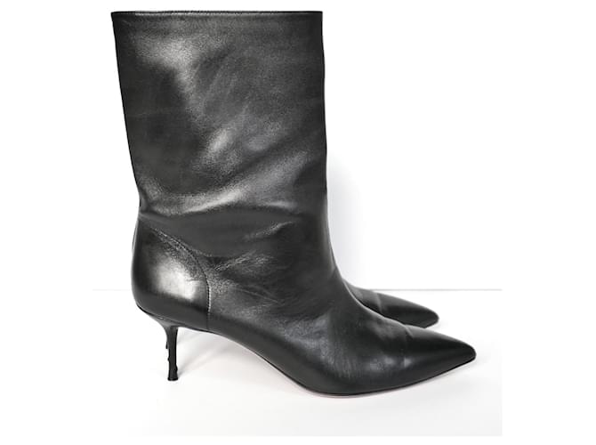 Aquazzura Matignon 75 Ankle Boots Black Leather  ref.2637444