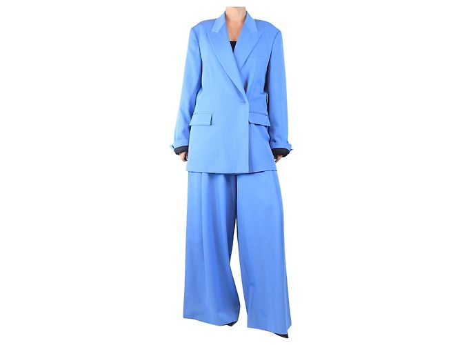 Dries Van Noten Blue wool two-piece suit set - size UK 12