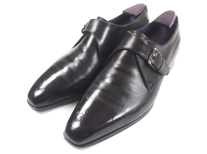 Autre Marque Berluti Leder Monk Strap Schuhe Lila Dunkelviolett