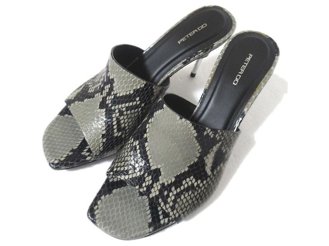 Autre Marque Mules à talons hauts en cuir Python Peter Do Marron Gris