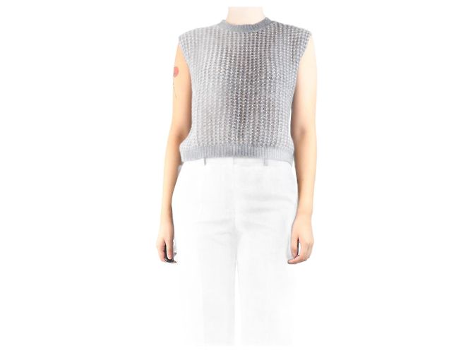 Autre Marque Grau lockeres Strick-Cashmere-Weste - Größe UK 8