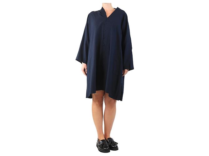 Autre Marque Navyblaue Knopf-Frontkleid - Größe M Marineblau