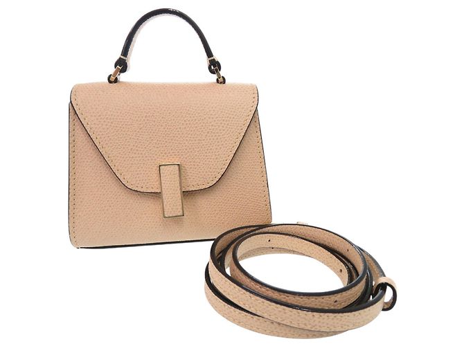 Bolsa Valextra Iside 2 em 1 em couro de bezerro bege