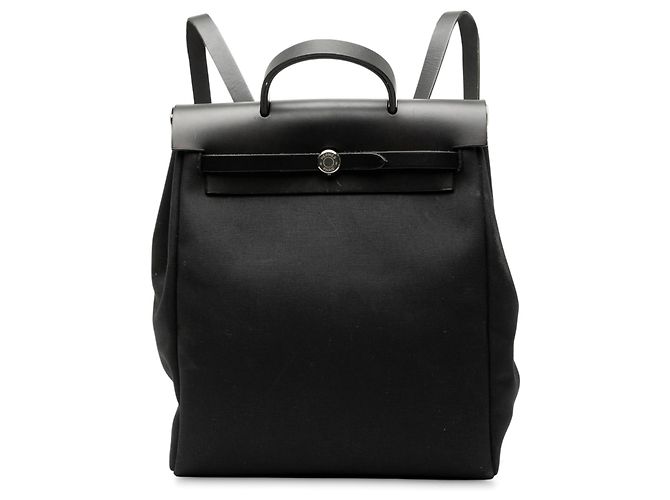 Hermès Black Toile Herbag GM Backpack