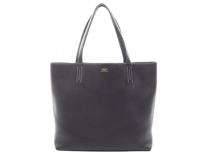 Borsa Tote Hermès Double Sens 45 Nero Blu navy