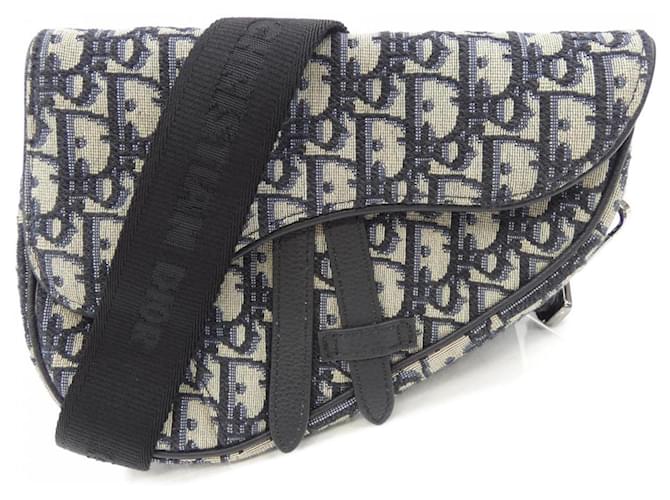 Christian Dior Mini Saddle Oblique Handbag Black Beige Navy blue  ref.2639134