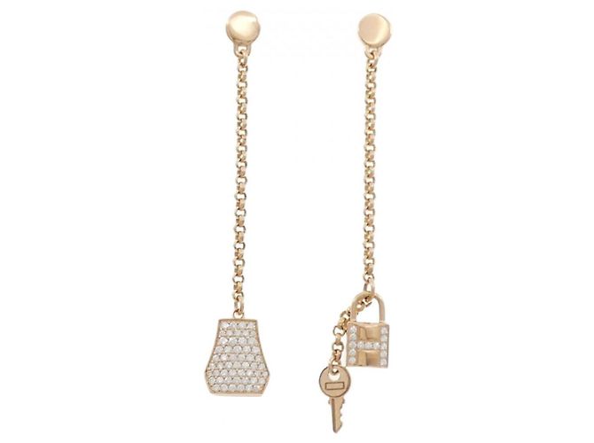 Brincos de crochê Hermès Kelly Dourado
