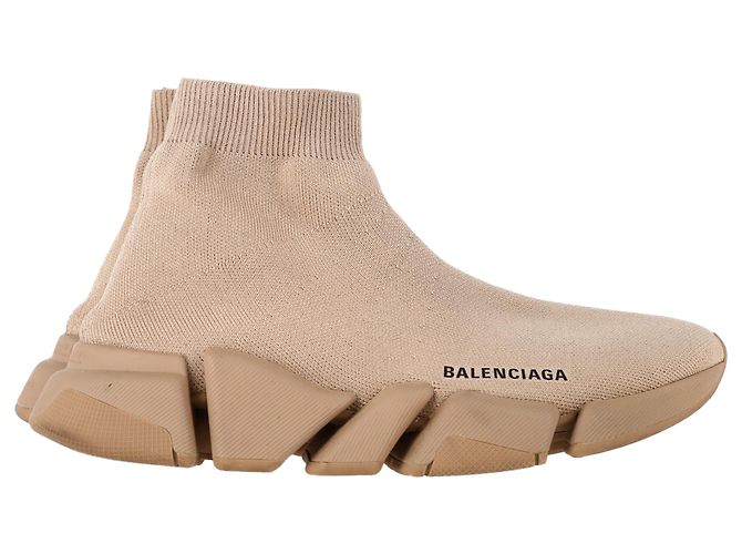 Balenciaga Speed 2.0 Strick-Sneaker aus beigem Polyester