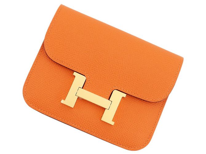 Monedero Constance Naranja Hermès
