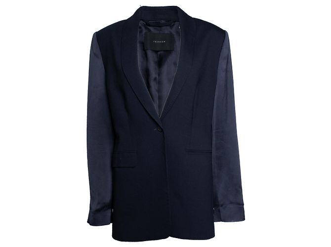 Autre Marque Frenken, Wollblazer mit glänzenden Ärmeln in Blau