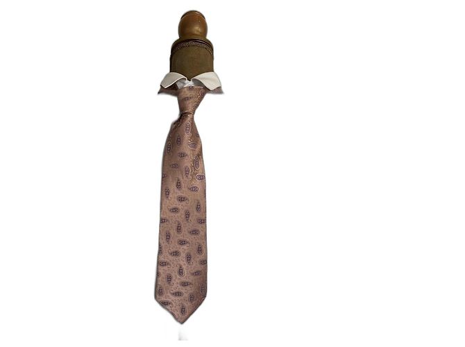 LANVIN Paris Silk Tie – Rose & Mauve Paisley Pattern Pink