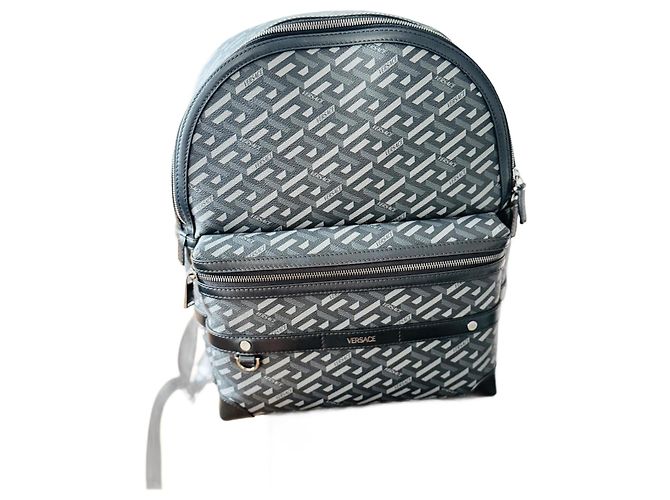 Versace Medusa Leather Backpack Black Grey