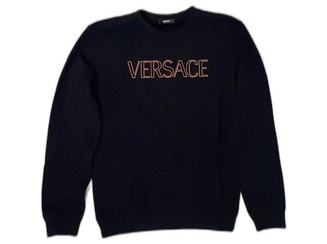 Versace Pullover Schwarz Baumwolle Herren M 