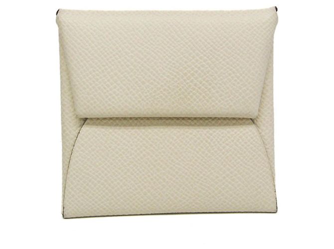 Hermès Bastia Verso Münzgeldbörse Weiß Beige