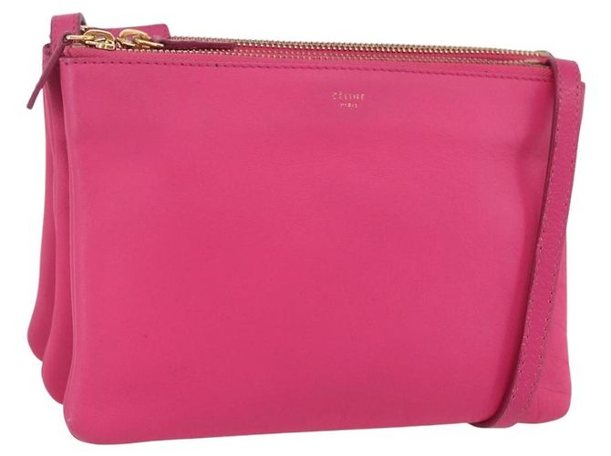 Céline Sac bandoulière Trio Celine en cuir petit Rose