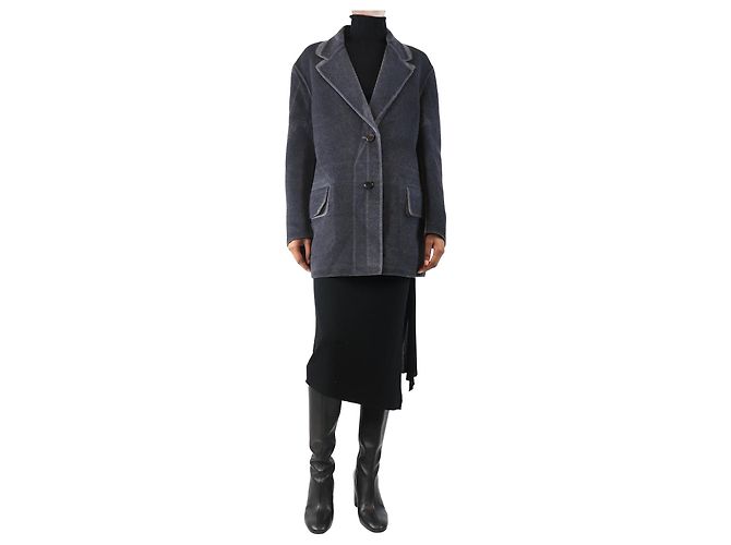 Prada Abrigo de lana y angora en dos tonos grises - talla UK 4