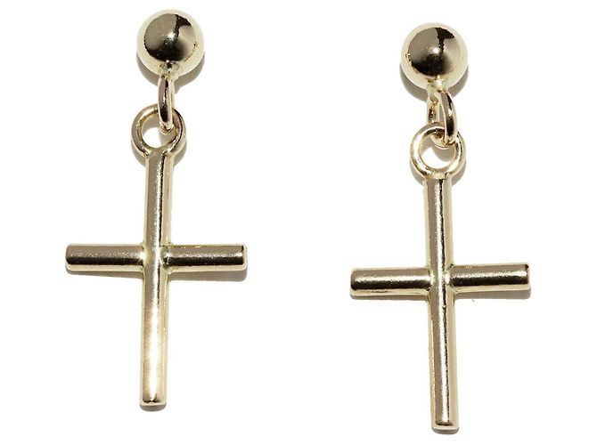 Autre Marque Orecchini Cross in Au750 D'oro