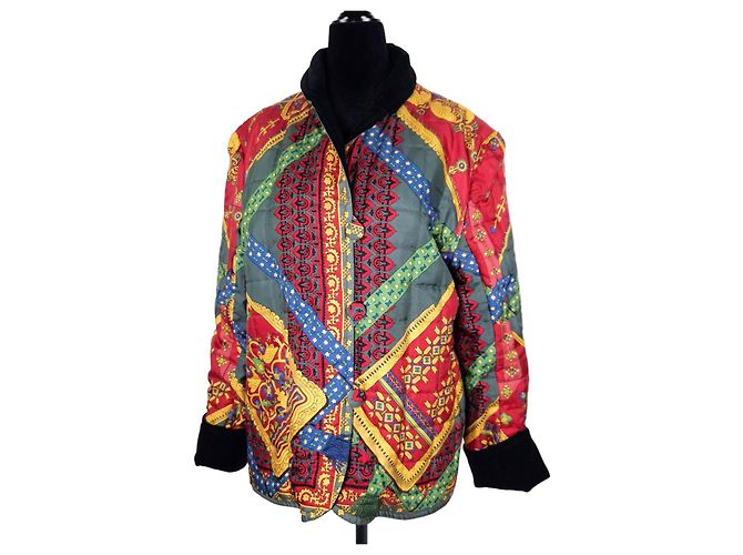 Giacca Hermès double face in seta e velluto fantasia Brins d'or Multicolore