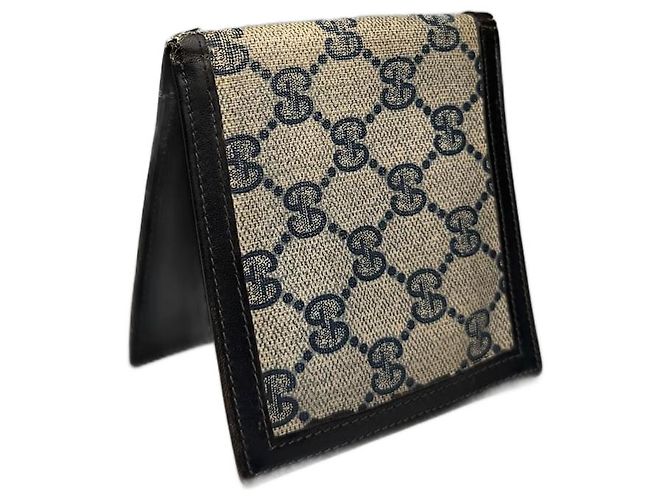 Vintage Gucci Monogram Flapable Ophidia Wallet Grey Navy