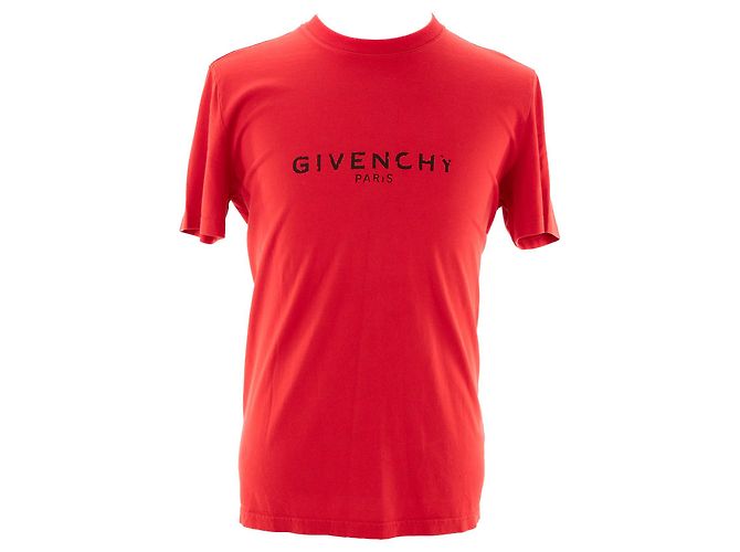 GIVENCHY - Tee-shirt à manche courte Logo destroyed Givenchy en coton rouge (M)