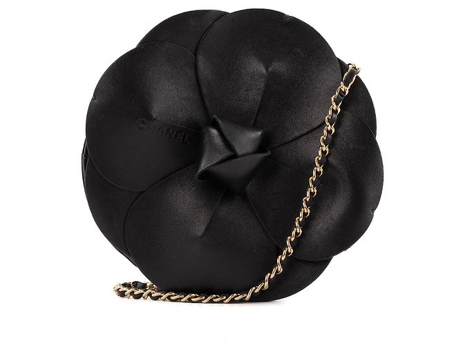 CHANEL - Bolsa Camélia Chanel em couro e cetim preto