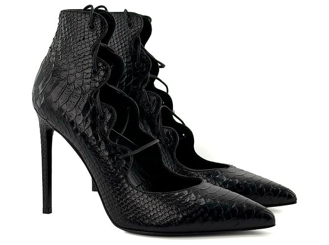 SAINT LAURENT - Saint Laurent Pumps aus Leder mit Python-Effekt (T37,5) Schwarz