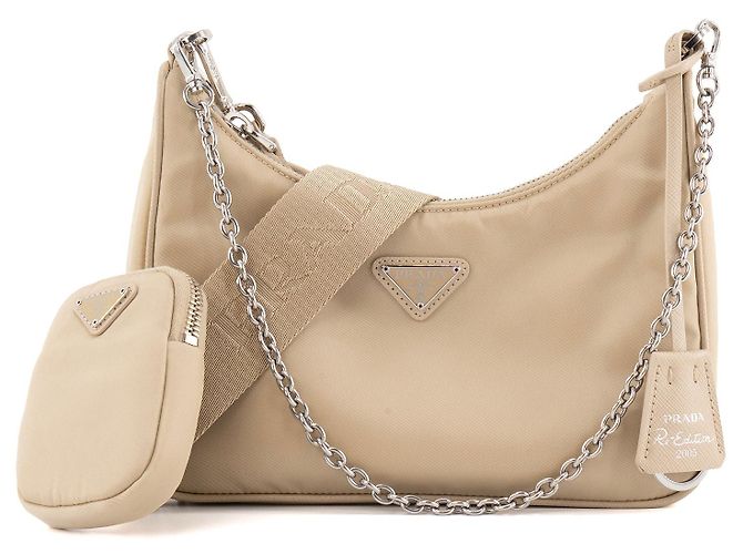 PRADA - Bolso de Hombro Re-Edition 2005 en Re-Nylon Beige