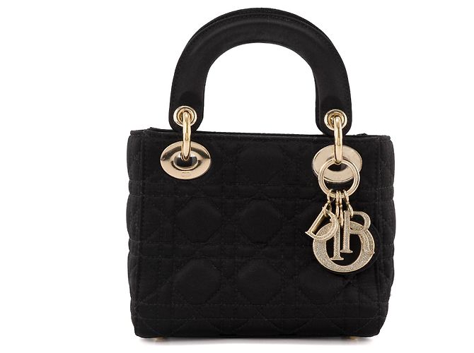 DIOR - Borsa Lady Dior Christal Mini in Satin Nero