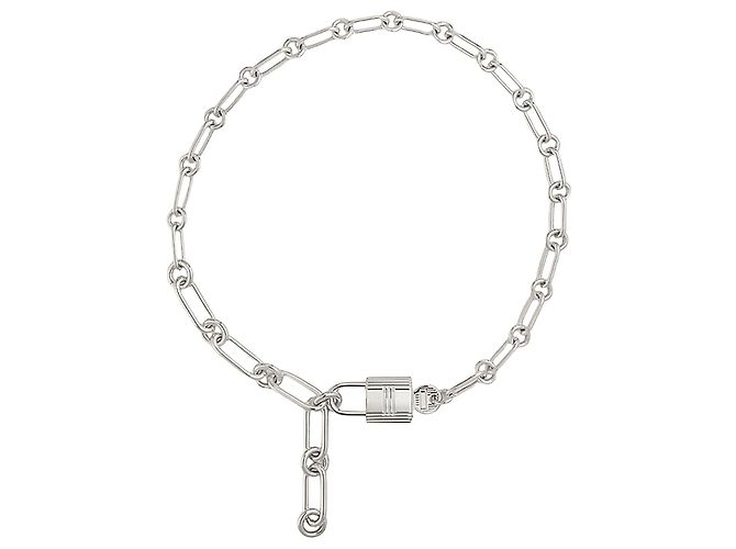 HERMÈS - Pulseira Kelly Cadenas de volta dupla Hermès em prata