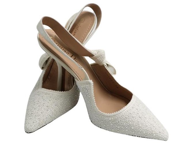 Christian Dior J'Adior Slingback-Pumps mit weißen Harzperlen