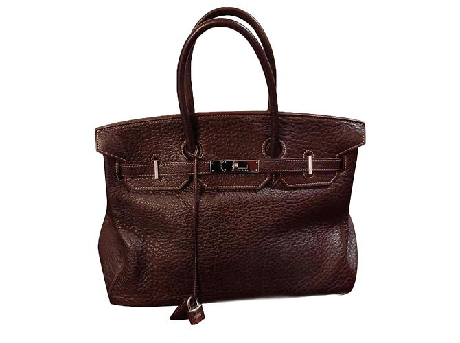 Sac à main Hermès Birkin en cuir de buffle marron Marron clair Caramel Chocolat