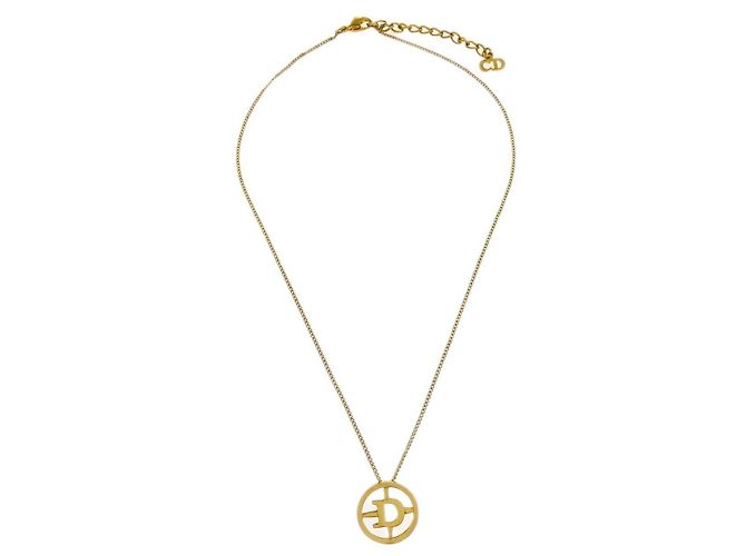Pendentif rond en métal CD Christian Dior Doré