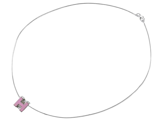 Hermès Hermes Cage d'H Anhänger Halskette aus Metall Silber 