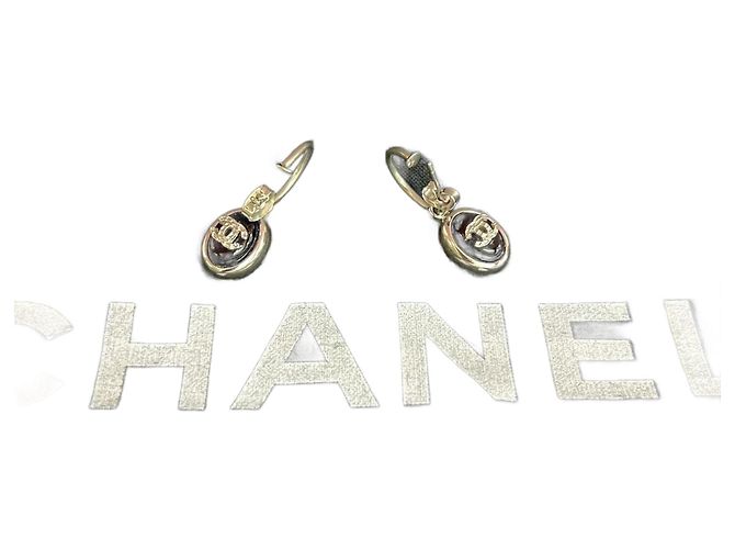Classique Boucles d'oreilles Chanel Coco Mark Argenté Métallisé