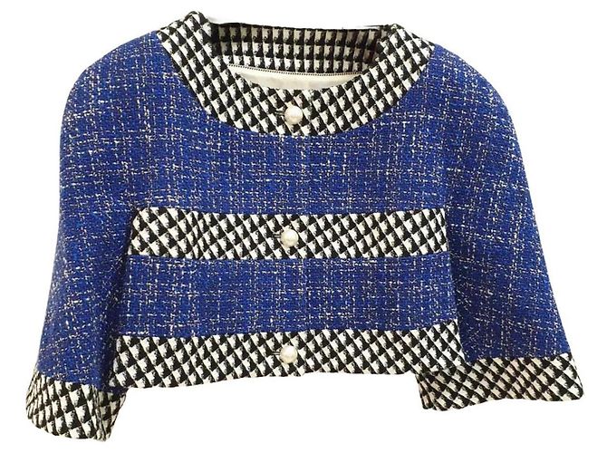Increíble chaqueta cropped de pasarela Chanel con botones de perla Multicolor
