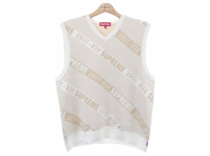 Colete de lã STRIPE SUPREME Bege