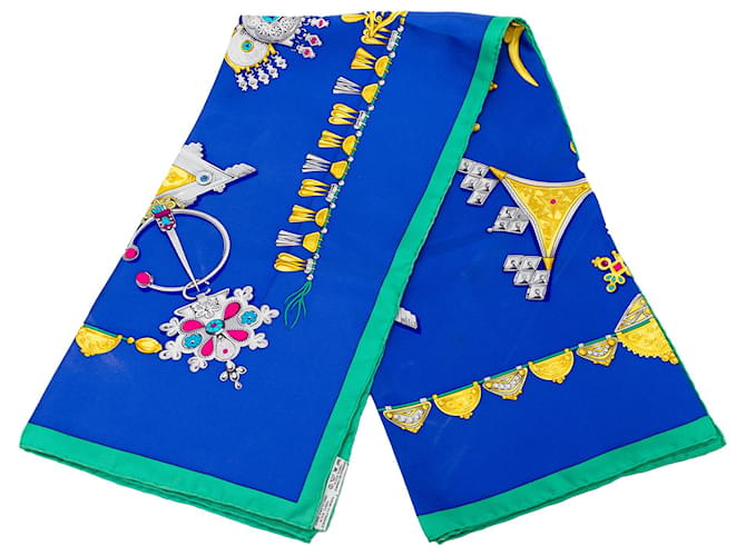 Hermès Blue Parures Des Sables Silk Scarf 90 Cloth  ref.2644881