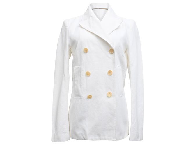 Joseph Doppelreihiger Blazer aus Weißer Baumwolle Roh