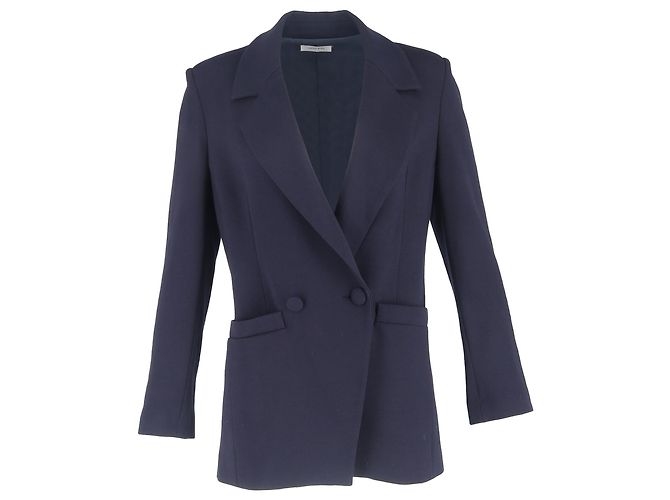 Anine Bing Double-Breasted in Blazer in Navy Blue Polyester