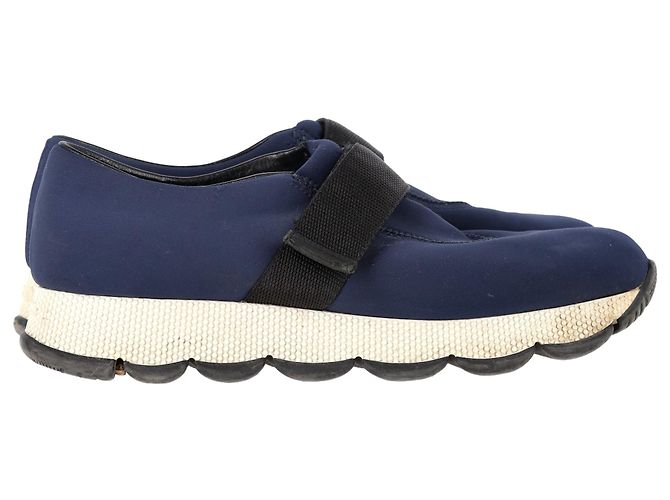 Sneakers Slip On Prada in Nylon Blu Navy
