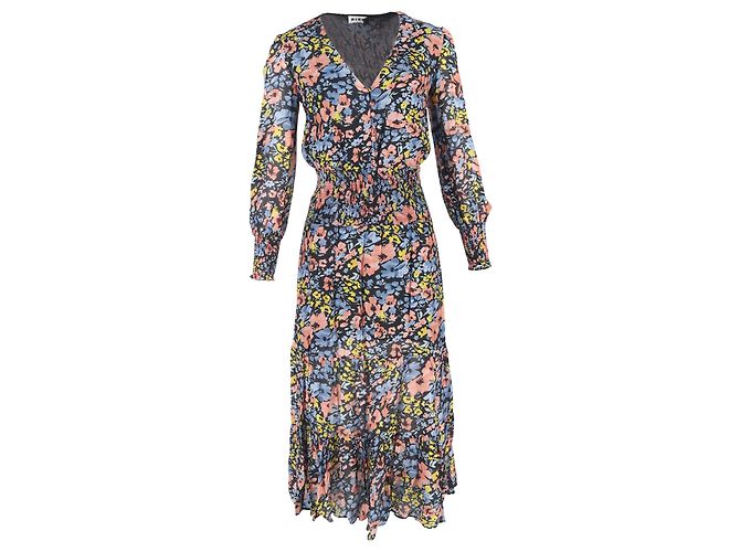 Autre Marque Rixo Maya Rüschen-Maxikleid aus Baumwolle mit Blumenmuster