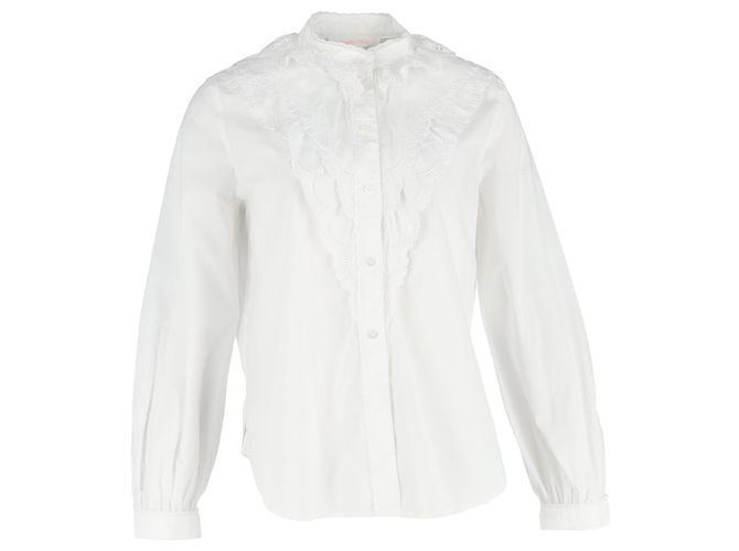 Camicia con volantini in cotone bianco Broderie Anglaise See by Chloé Crudo