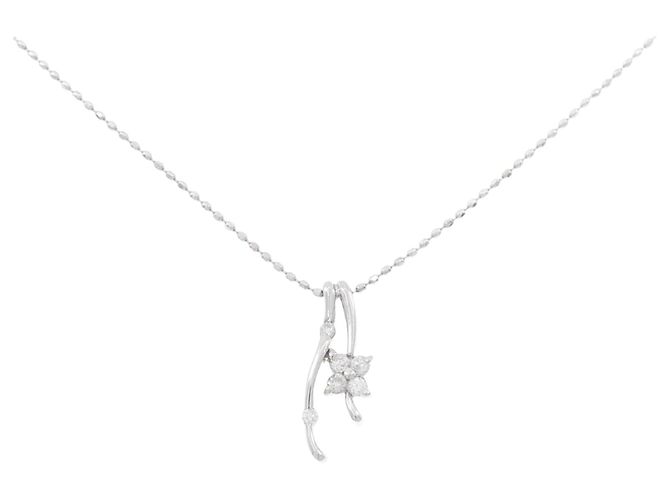 Autre Marque Collar de diamante en oro blanco Au750 Plata