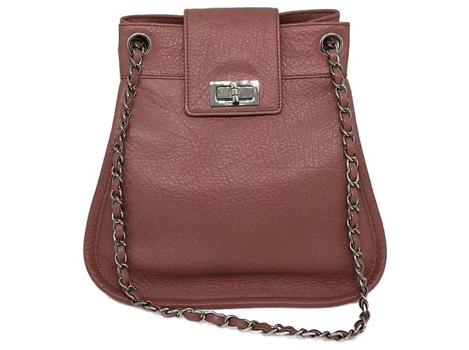 Bolsa de ombro Chanel 2.55 em couro de bezerro rosa